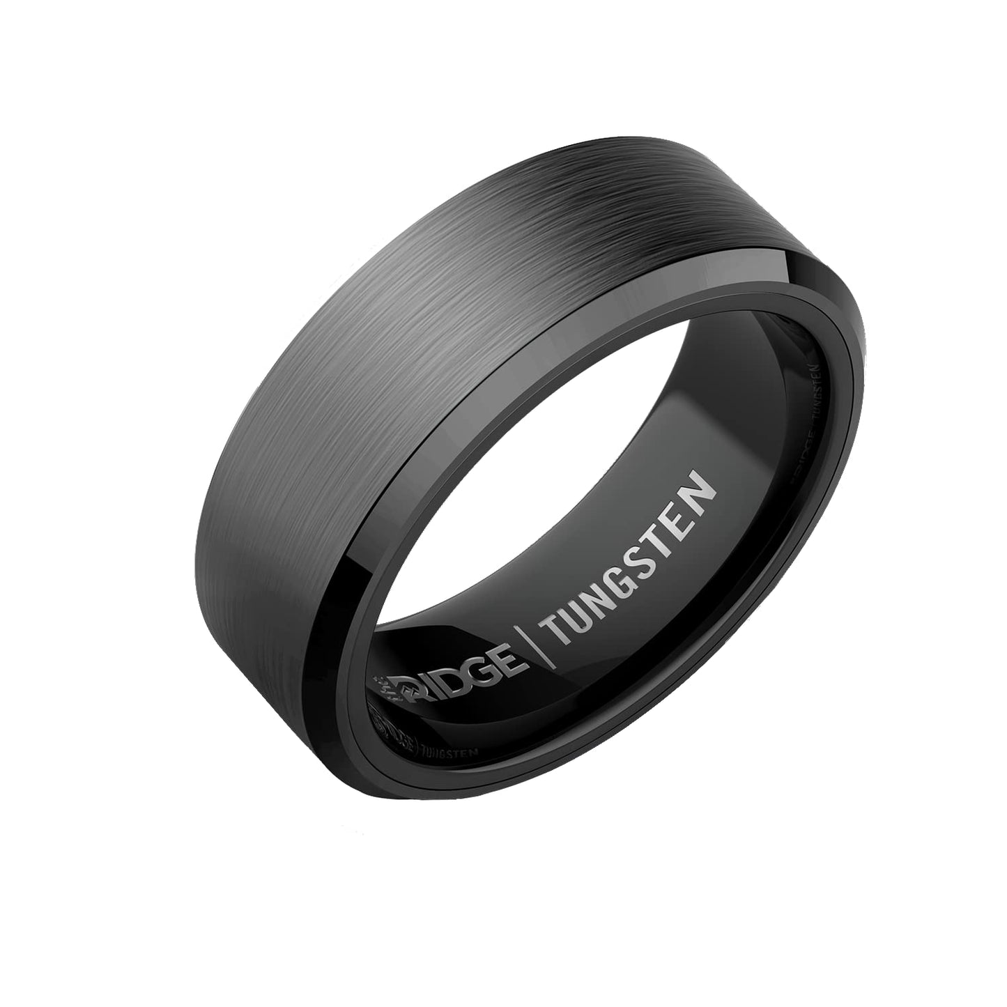 The Ridge Gunmetal Beveled Ring Comfort Fit Wedding Band - 11