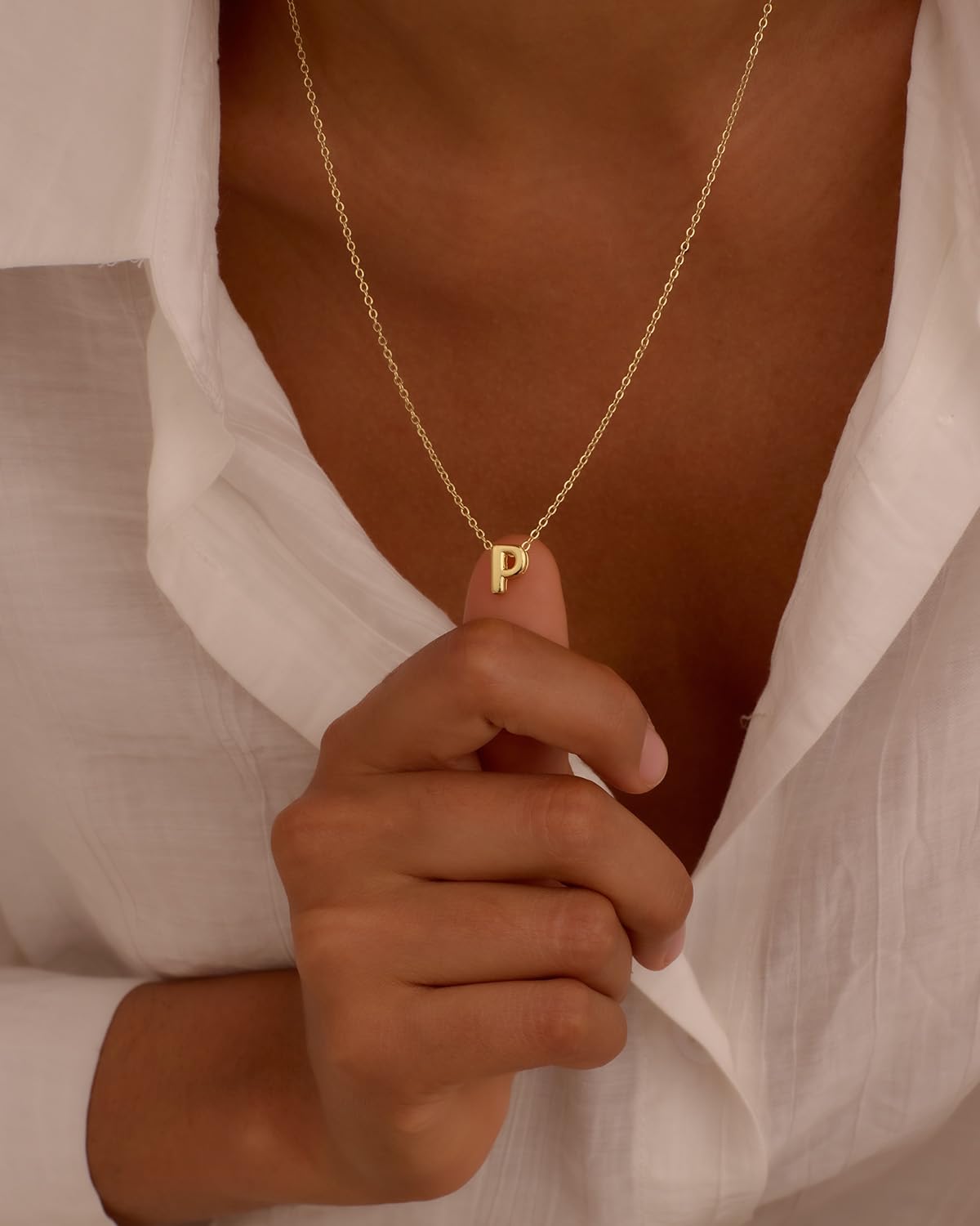 CUEZIY 14K Gold Plated Bubble Letter Necklace Initial Necklaces for Women Dainty Personalized Charm Pendant Name Necklace Cute Non Tarnish Fashion Accessories Teen Gift Trendy Stuff Jewelry Gifts