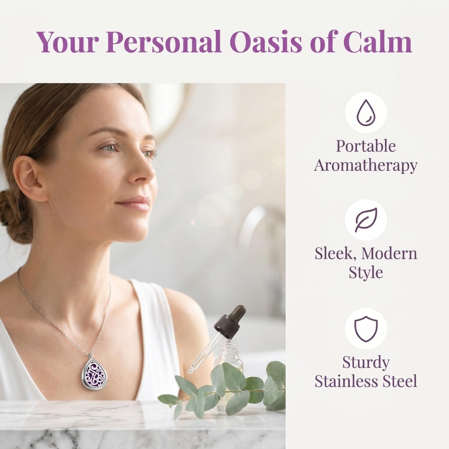 KONTONTY Hollow Out Stainless Steel Aromatherapy Pendant Necklace for Women Essential Oil Diffuser Jewelry Tear Drop Shape with Perfume Locket for Moms