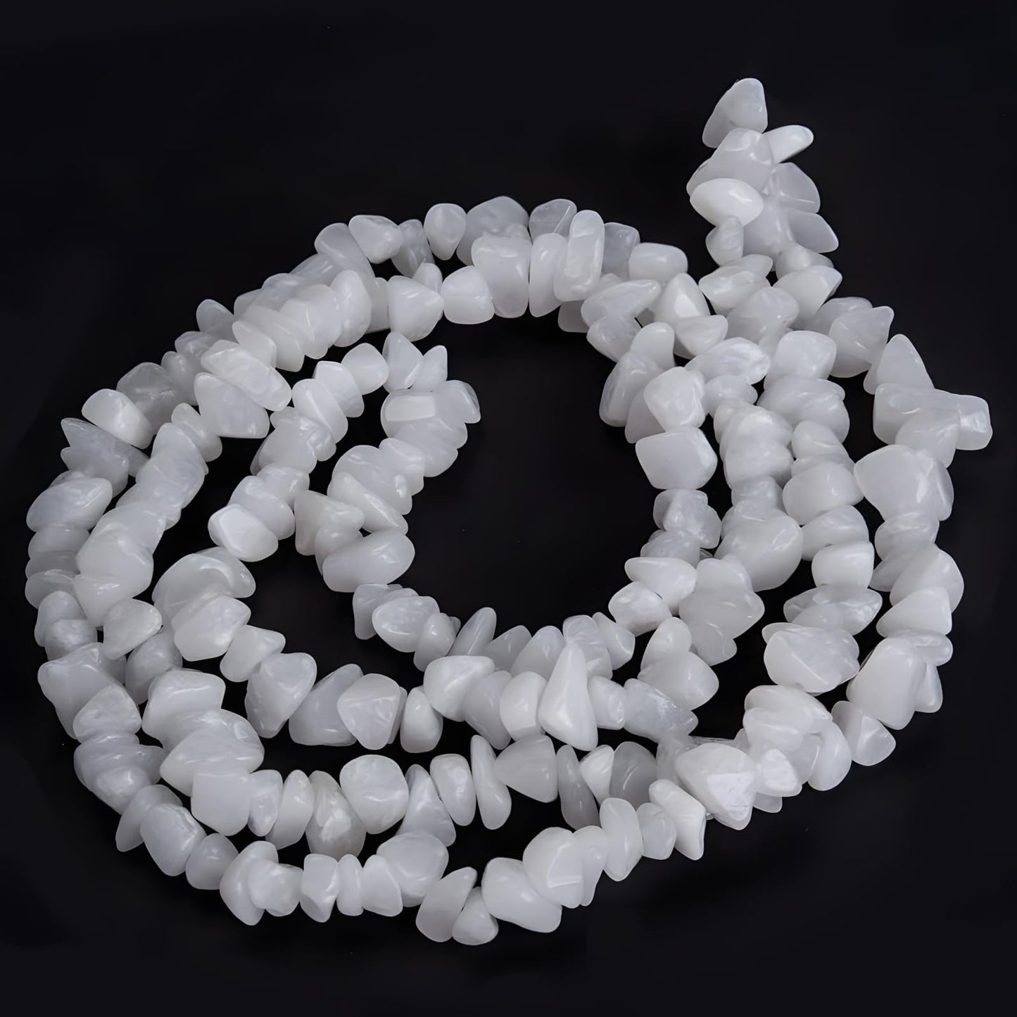 HAAMIIQII 5-8mm Natural White Jade Chips Beads - Genuine Real Irregular Freeform Chip Loose Gemstone Energy Healing Beads for Jewelry Making Strand 30 Inch
