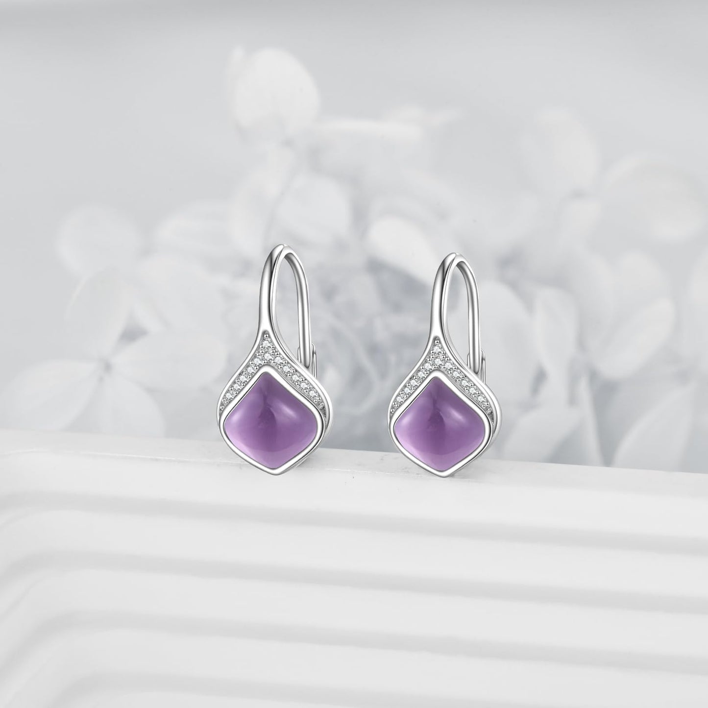 Amethyst Drop Earrings Sterling Silver Filigree Teardrop Leverback Earrings Purple Amethyst Dangle Earrings Jewelry Gifts For Women
