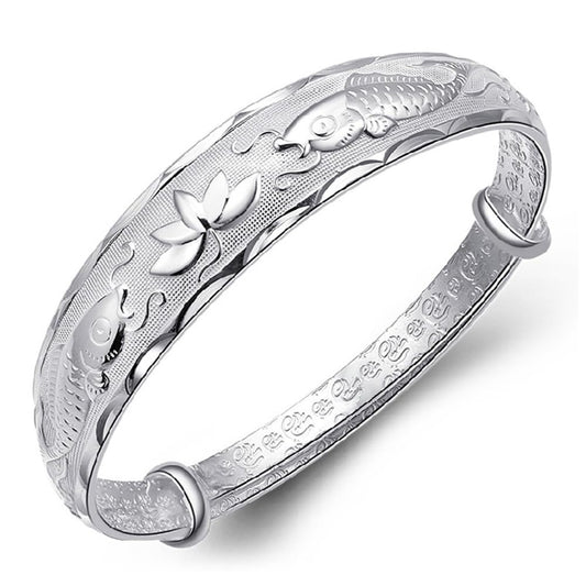 Abiotp 925 Sterling Silver Cuff Bangle Bracelets Adjustable Jewelry Fashion Simple Open Bangles Cuff Jewelry for Women Mom Wife Mothers Day Valentine Gift (Bracelet - A8)