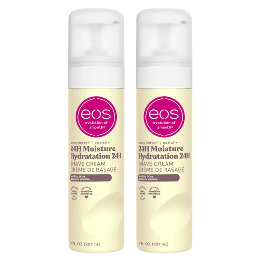 eos Shea Butter Shave Cream - Vanilla Bliss, 24H Moisture Hydration, 7 fl oz, (Pack of 2)
