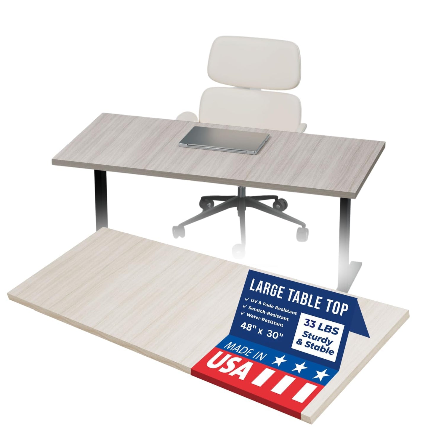 OfficeSimpli 48 x 30 Inch Desk Top, Made in USA Replacement Table Top for Sit-to-Stand Adjustable Desk Frame, Workbench or Countertop for Classroom, Home and Office (Desk Top Only) - Creek Oak