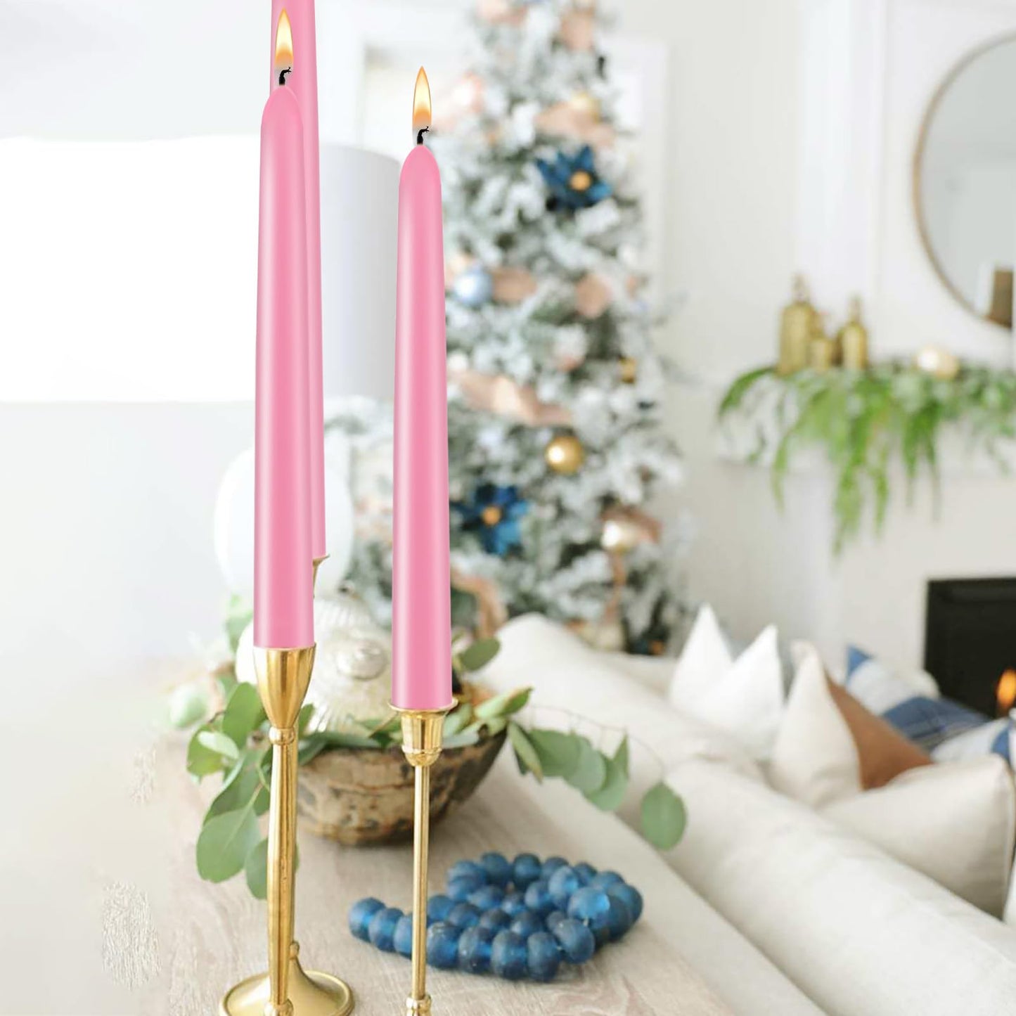 10 inch Cone-Shaped Candle, Set of 24 Smoke-Free, drip Free Wax, Long Burning, Used for Home Decoration, Churches, Celebrations, Parties (Pink)