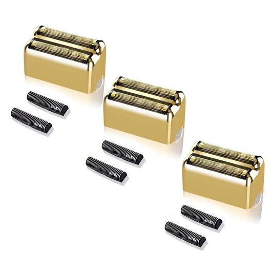 3 pack Professional Replacement Foil and Cutters for BaBylissPRO Barberology Double Foil Shaver, Compatible with BaBylissPRO Barberology FXFS2 Shaver，Gold