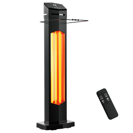1500W Electric Patio Heater, 36inch Infrared Heater with Remote, IPX5 Waterproof Infrared Tower Space Heater, 2 Heat Levels, 12H Timers, Tip-Over & Overheat Protection for Garage, Indoor, Home