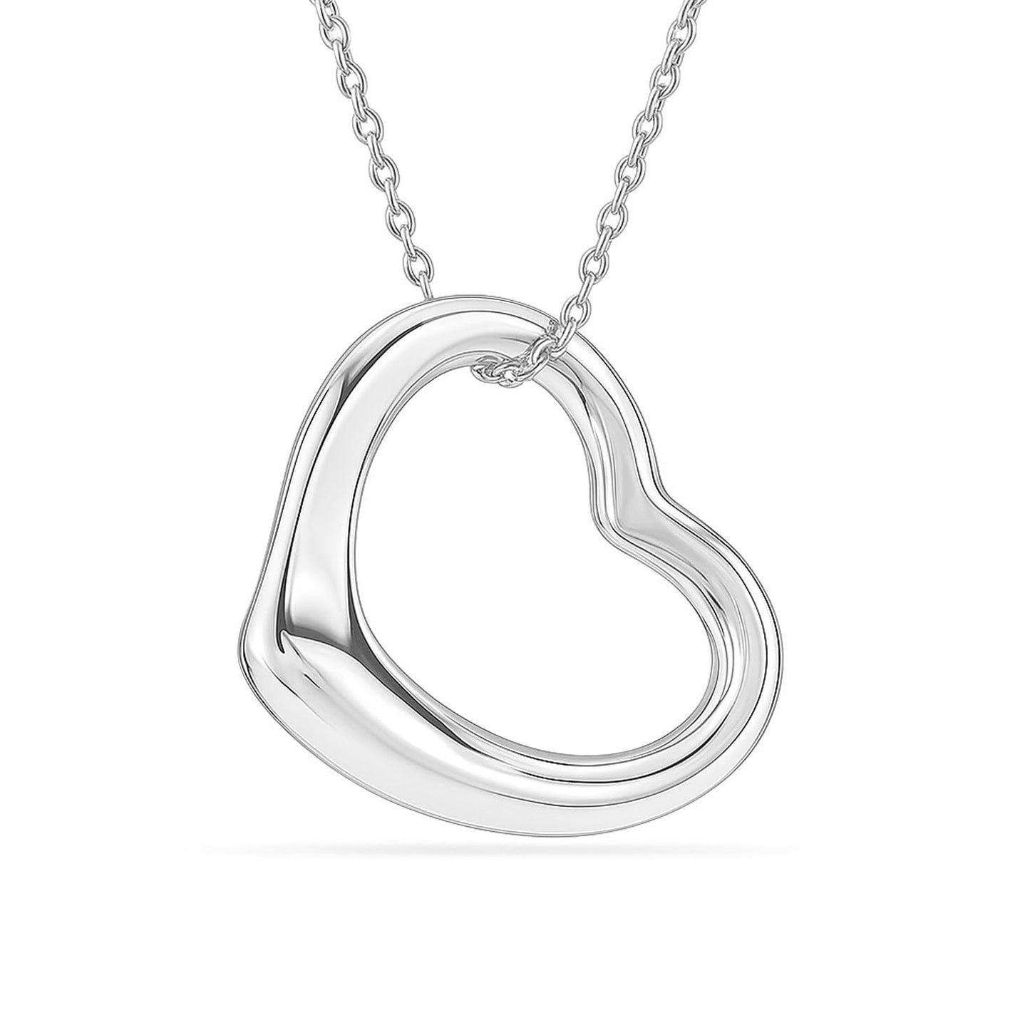 LeCalla 925 Sterling Silver Heart Necklace Open Heart Pendant Open Heart Necklace for Women Floating Love Heart Necklace 18 Inches