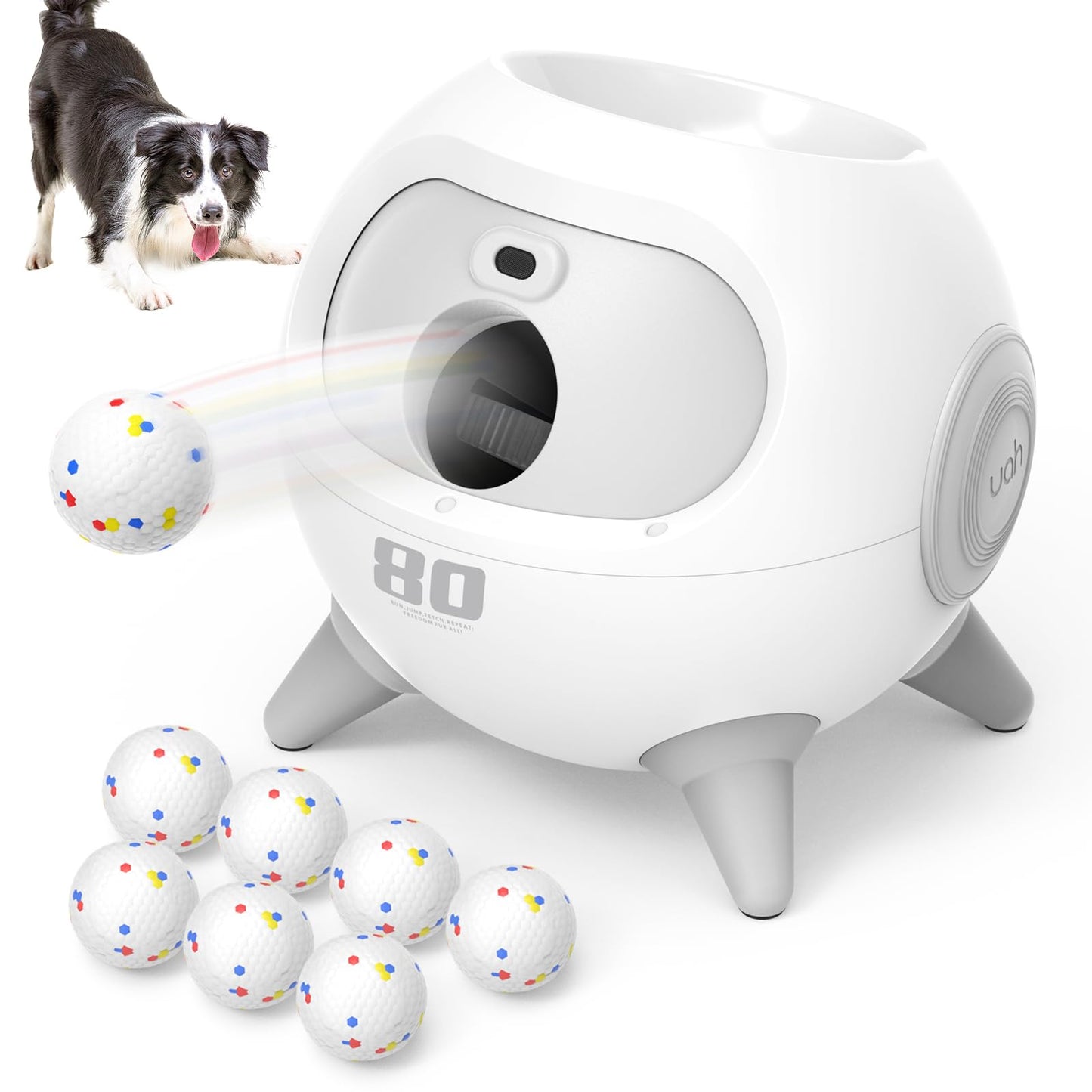 uahpet iRetriever Automatic Dog Ball Launcher with 8Pcs Balls