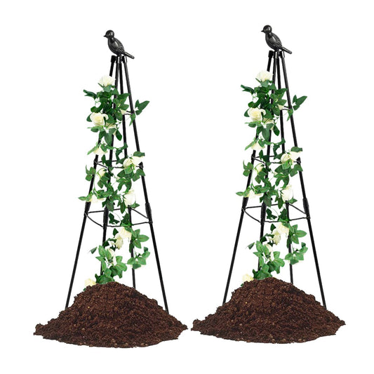 2 Pack Garden Trellis for Climbing Plants,63inch Tall Plants Trellis Support with Adjustable Stake Arms,Plastic Coated Rustproof Metal Pipe Supports for Outdoor Indoor, Potted Plants, Tomato, Rose