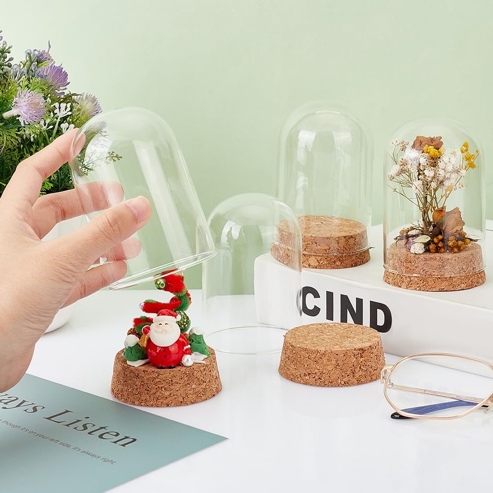 PandaHall 4pcs Glass Display Dome Cloche Bell Jar with Cork Small Glass Bottle Dome Decorative Jar Cloche Display Case for Flower Storage Home Christmas Party Favor Decoration 2.3x3.9inch