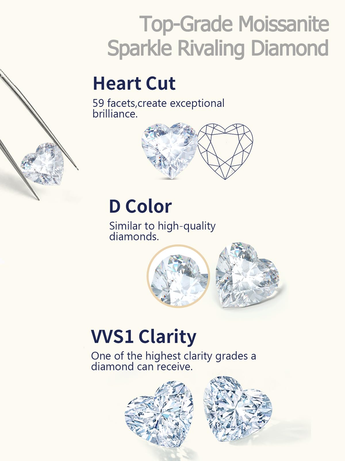 CYW Yellow Gold Plated Small Moissanite Heart Pendant Necklace for Women 925 Silver Cute Solitaire Necklace