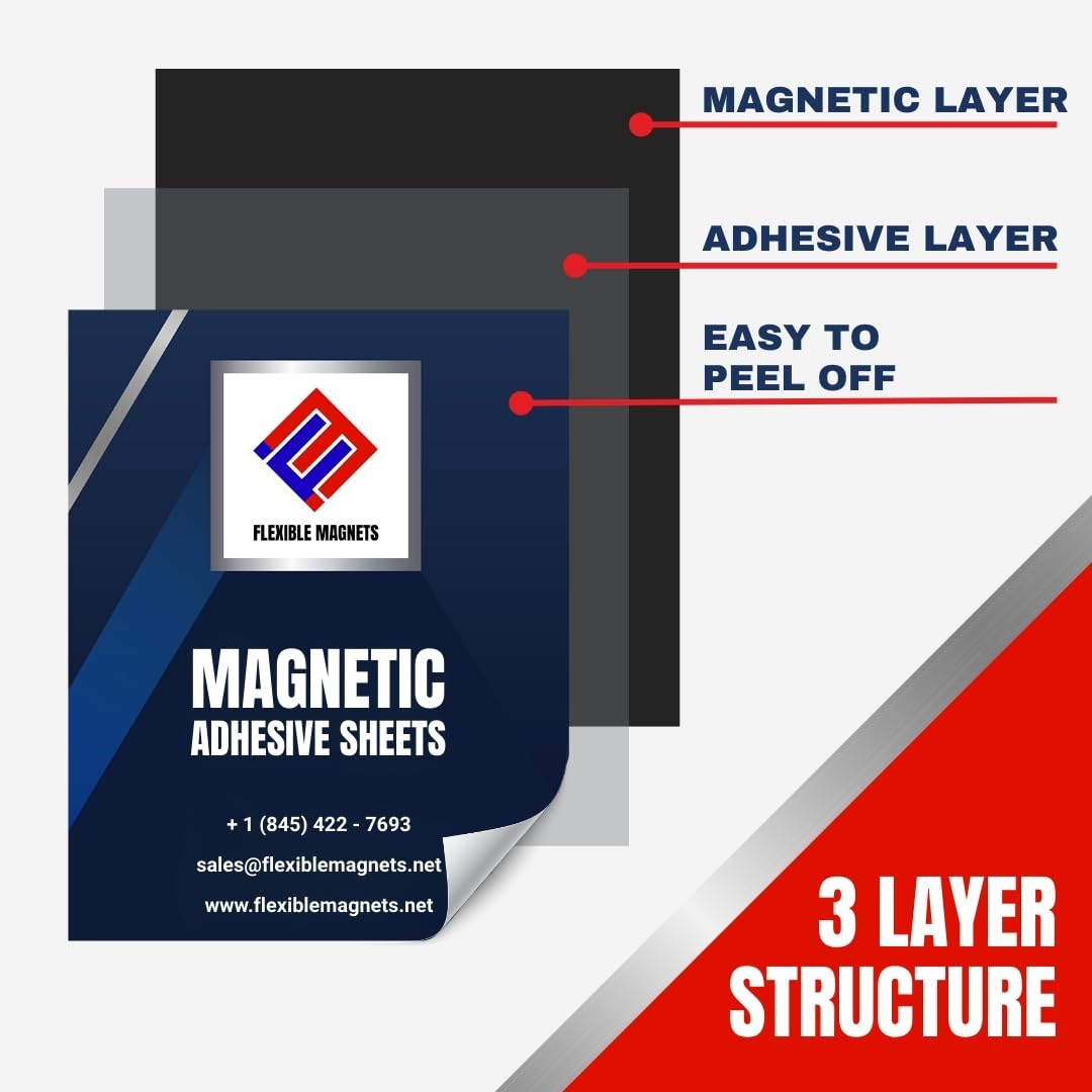 Flexible Magnets – Magnetic Sheets with Adhesive Backing, 5" x 7" (10 Pack) Stick-On Magnetic Sheets for Refrigerator Magnets, Magnetic Labels, Crafts, DIY Projects & More