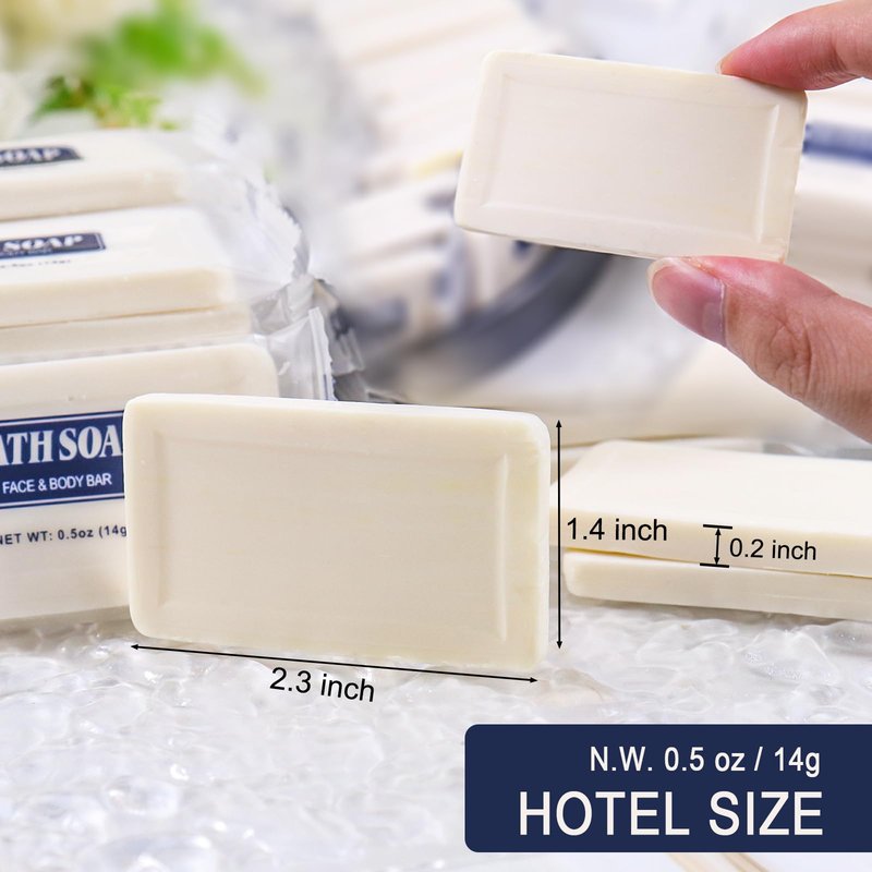 SLequipo 200 Pack Bulk Bar Soap, 14g Mini Soap Bars Bulk Individually Wrapped, 0.5 oz Travel Soap Small Hotel Soaps Travel Size Toiletries for Hotel Bathroom