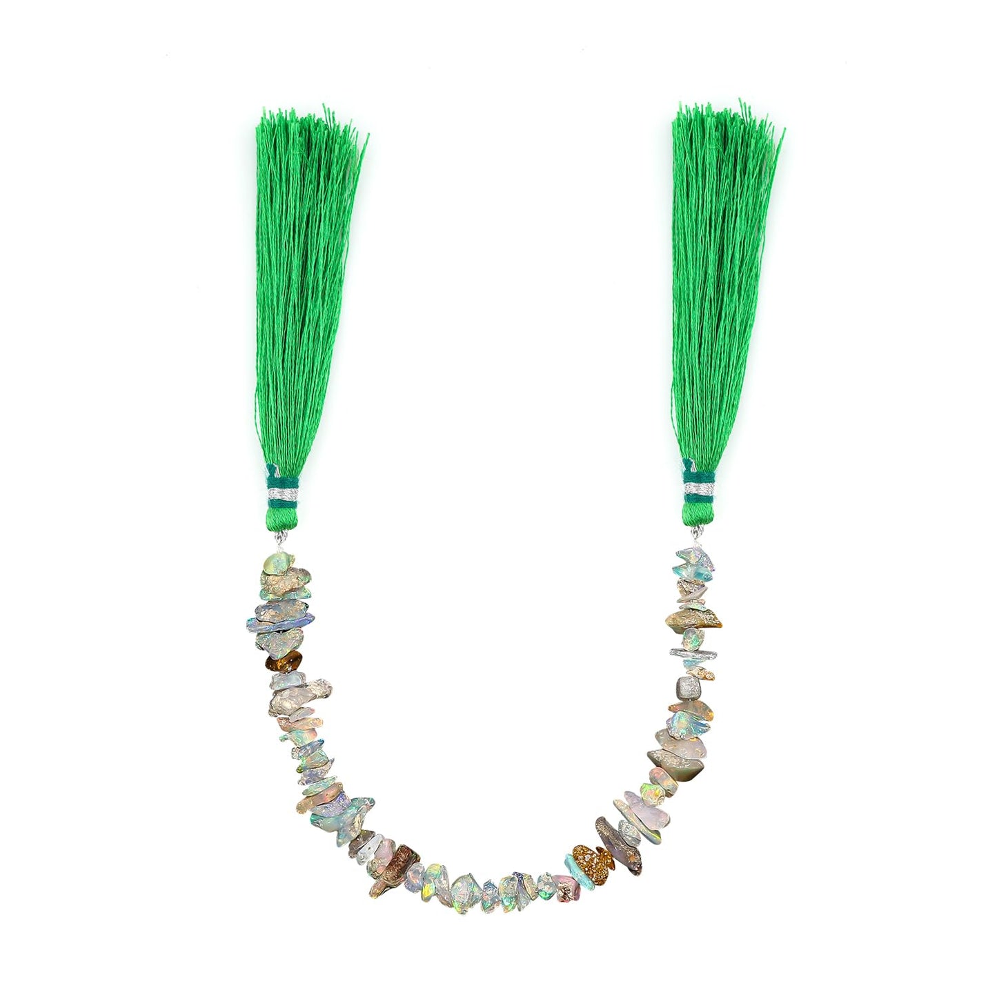 ColouredRocks ETHIOPIAN OPAL DRILLED STRAND 5" INCH WITH TASSELS, Raw Crystals, Raw Stones, Rough Gemstones, Jewelry Making Supply, DIY, Crafts (20 CARATS)