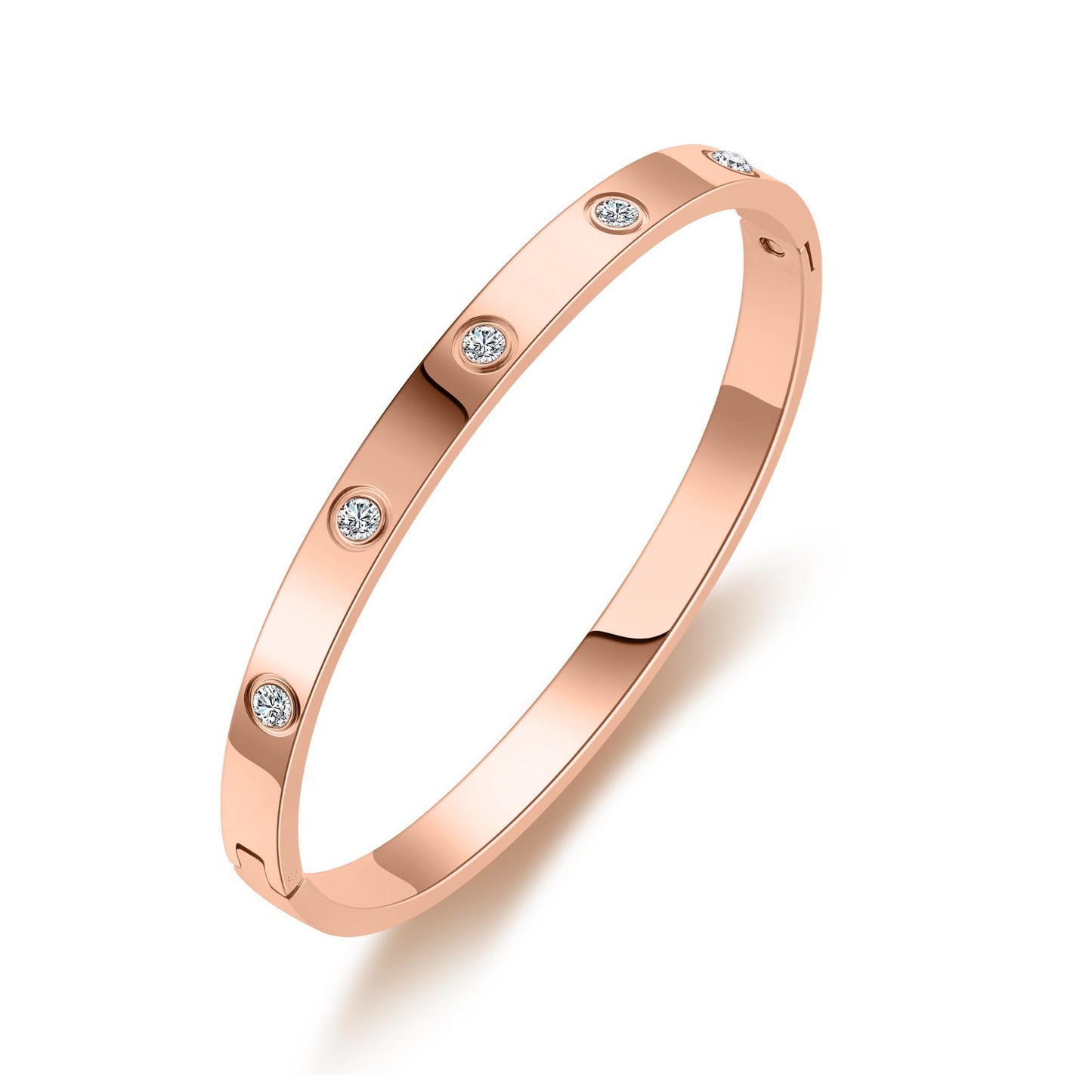 RIMRIVA Rose Gold-plated Bracelets for Women Trendy Stack Love Bangle Friendship Stainless Steel Jewelry Birthday Anniversary Wedding Gifts Her Mom Friends Girlfriend Lady Stocking Stuffers