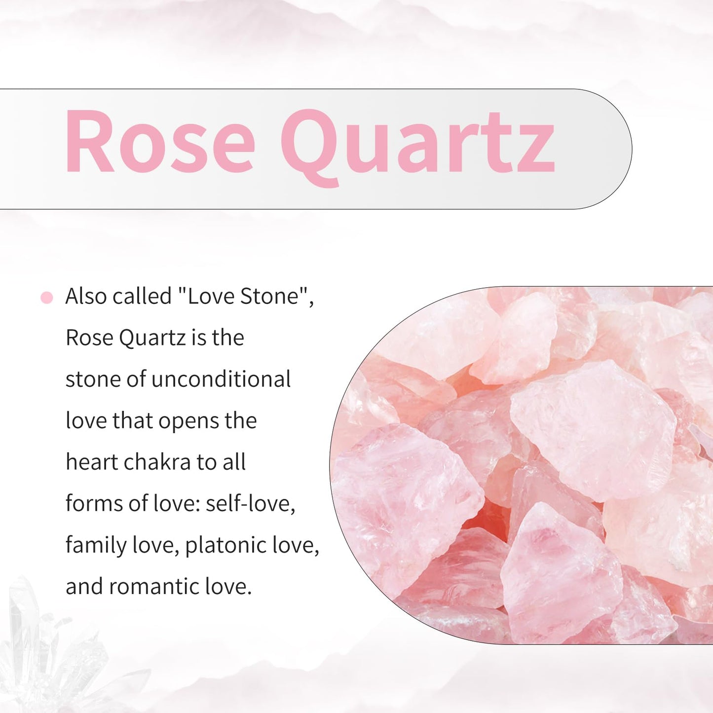 TUMBEELLUWA Healing Stone Bracelet 8mm Beads Chakra Crystal Energy Heart Charm Bracelet Handmade Jewelry for Women, Rose Quartz