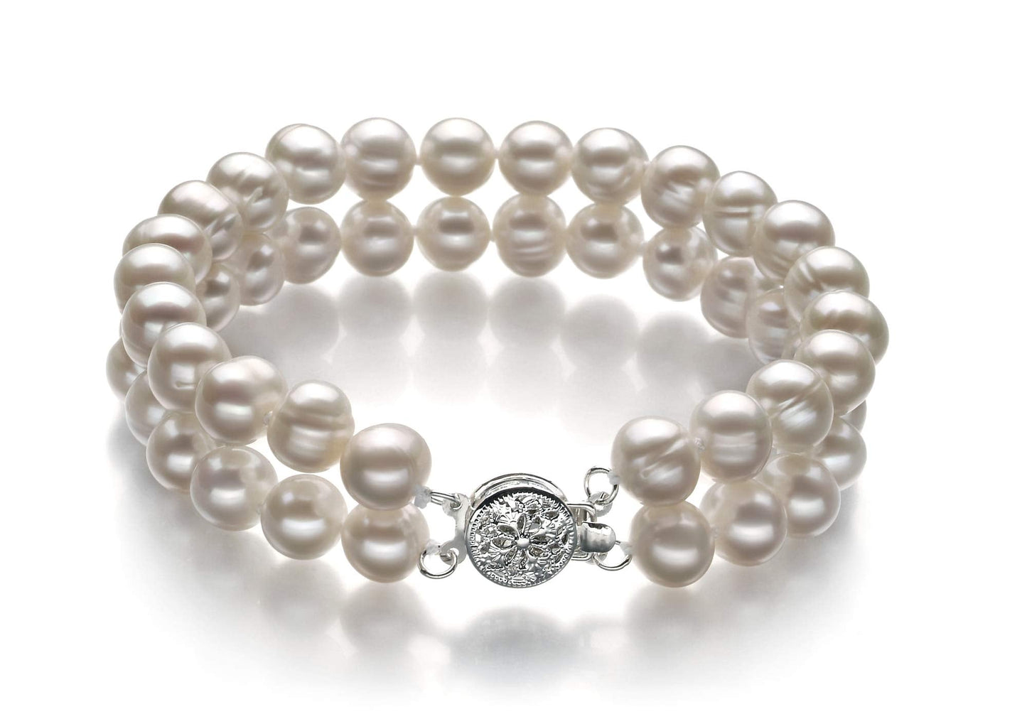 Juliane White 6-7mm Double Strand A Quality Freshwater 925 Sterling Silver Cultured Pearl Set For Women-23 in Matinee length