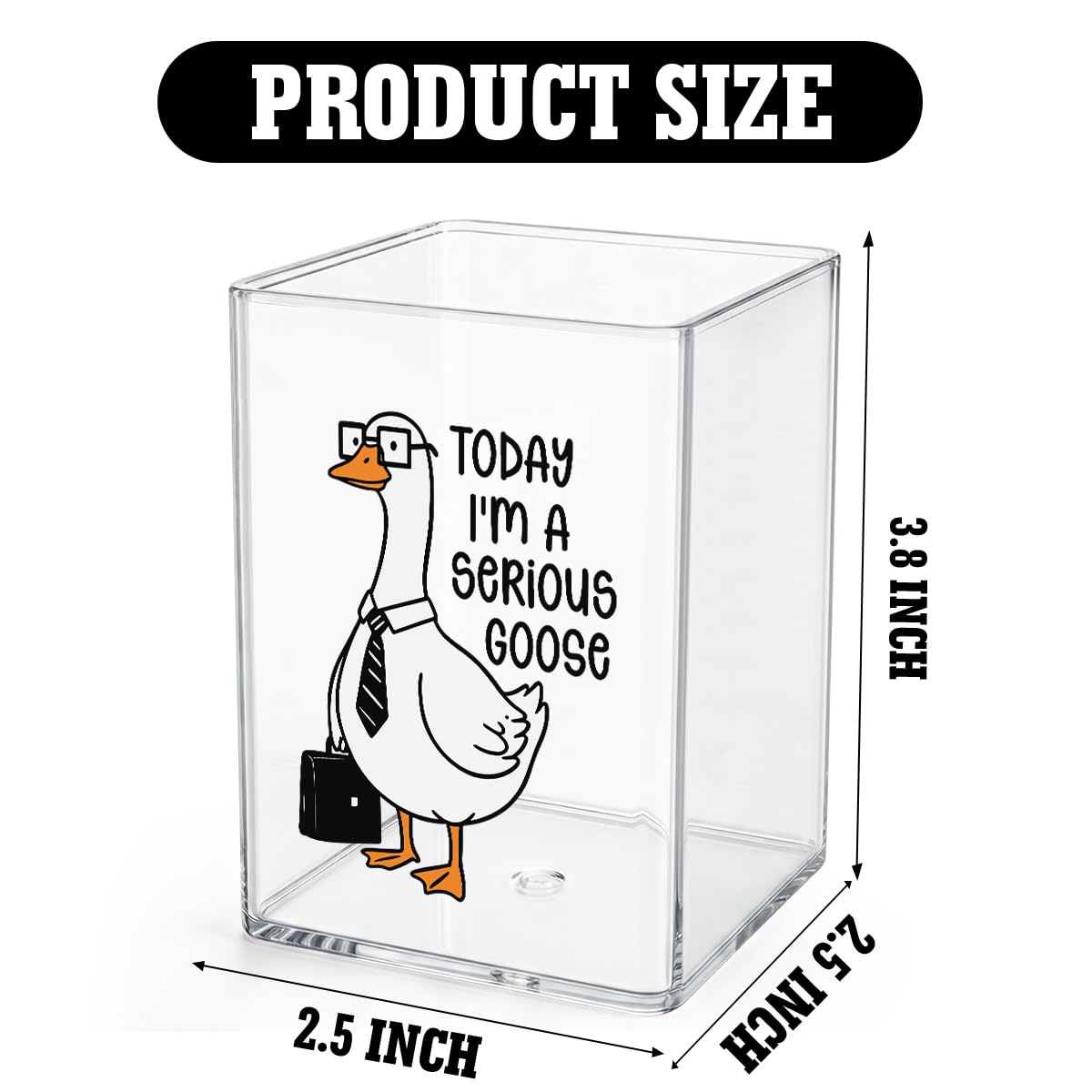 Funny Today I'm A Serious Goose Office Quotes Desk Pencil Holder Appreciation Administrative Professional Day Gifts for Women Men Manager Coworker Acrylic Pen Holder Pencil Pen Cup