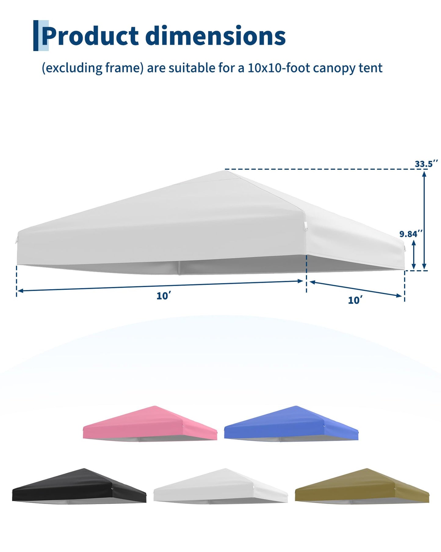 Garvee 10x10ft Canopy Replacement Top with Silver Coated, Waterproof & UV Protection Pop Up Canopy Tent Replacement Top Cover Waterproof for Outdoor Garden Patio Sun Shade(Top Only), White