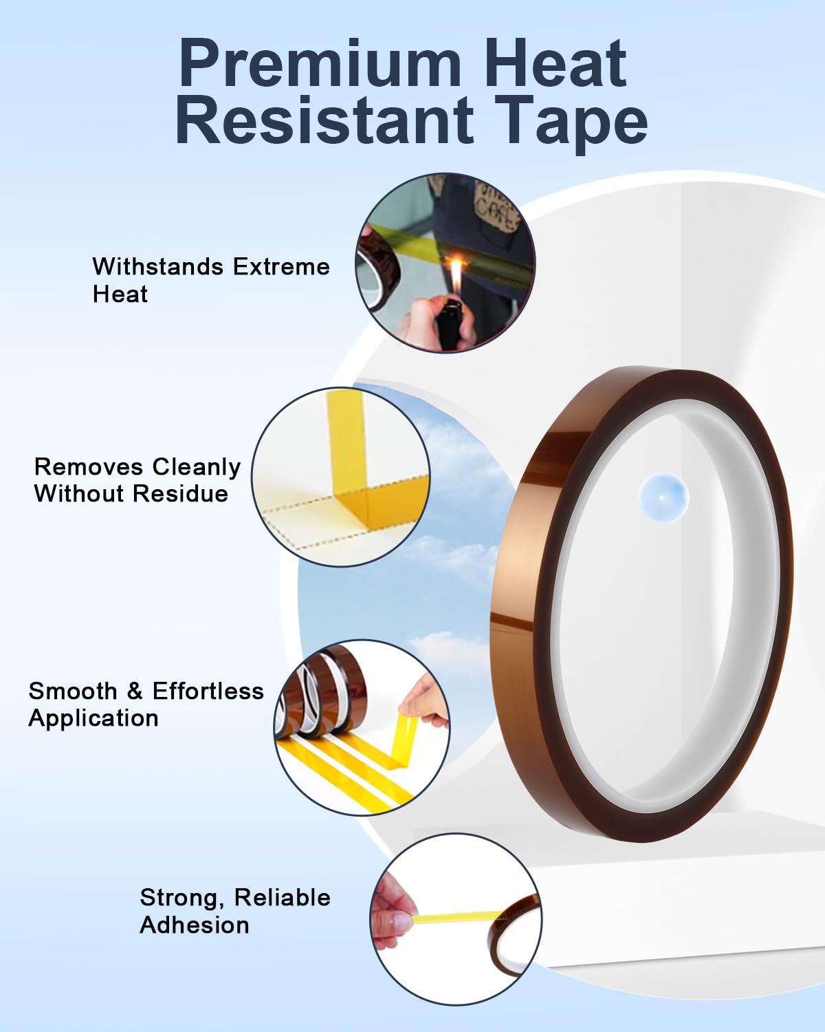 UCEC HTV Cooling Block & 2 Rolls Heat Resistant Tape, DTF Cooling Block for Heat Press with Handle, Heat Press Accessories for Sublimation Paper, Heat Transfer Vinyl, Iron on Vinyl,Heat Transfer Paper