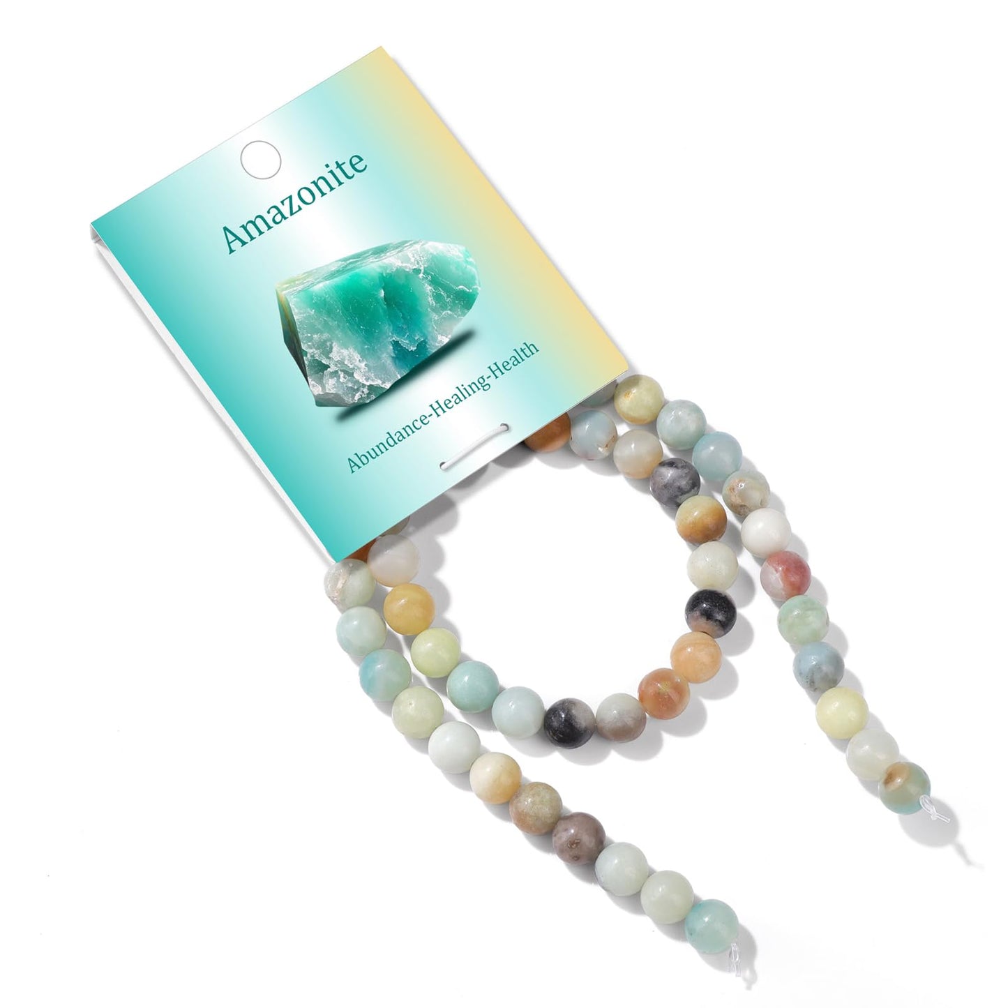 Risyfjew 50PCS 8mm Natural Amazonite Beads Gemstone Round Loose Beads for Jewelry Making Chakra Crystal Stone Beads for Bracelets Necklace Earrings Making Supplies (50pcs/Strand)