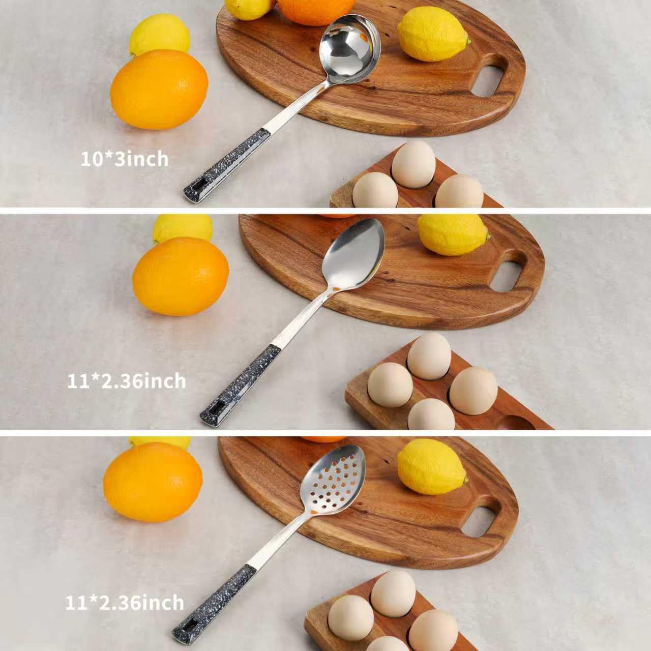 5-Piece Stainless Steel Serving Spoon Set, Large Serving Spoons with Ladle & Slotted Spoon, Metal Serving Spoons for Cooking, Buffet, Soup, Rice, Commercial & Home Kitchen