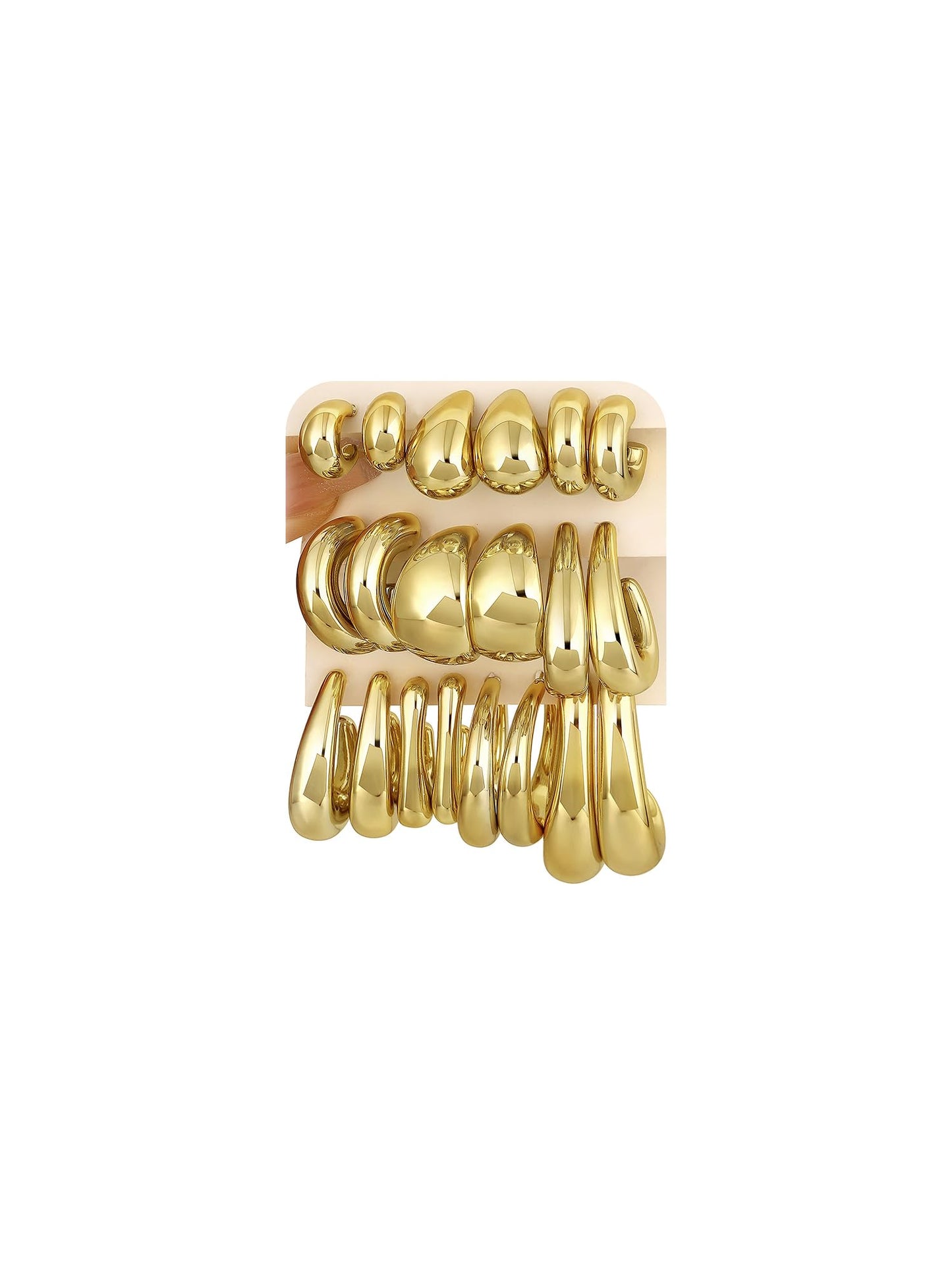 36 Pairs Gold Hoop Earrings Set for Women Multipack, Hypoallergenic Chunky Chain Twisted Hoop Earrings Pack, Fashion Dangle Earrings Jewelry for Gift (A-36Pairs Gold)