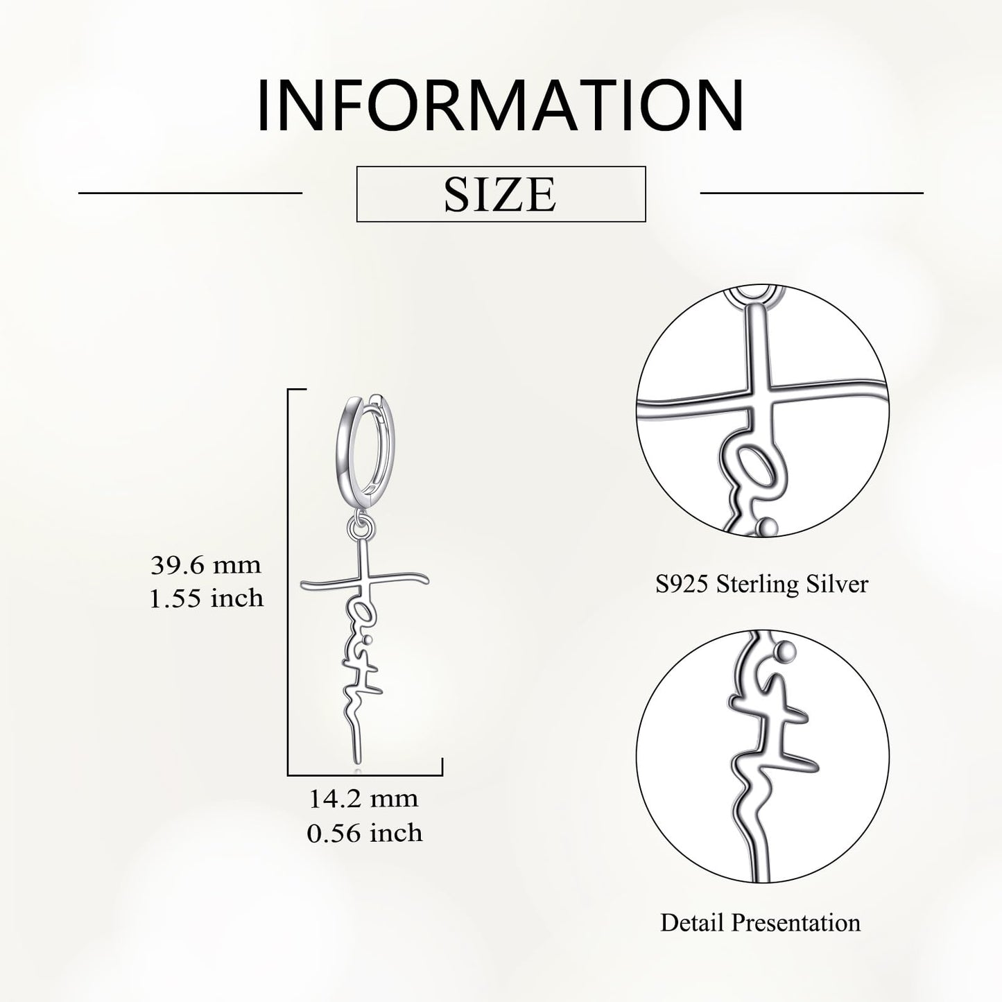 Faith Hoop Earrings for Men Women Sterling Silver Faith Dangle Earrings Religious Jewelry Gifts
