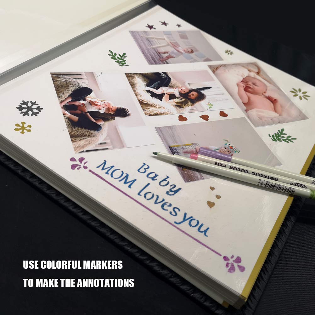 Totocan Photo Album Self Adhesive Pages, Large Magnetic Self-Stick Picture Album with Leather Vintage Inspired Cover, DIY Albums Holds 3X5, 4X6, 5X7, 6X8, 8X10 10X12 Photos (Darkgreen 40 Pages)