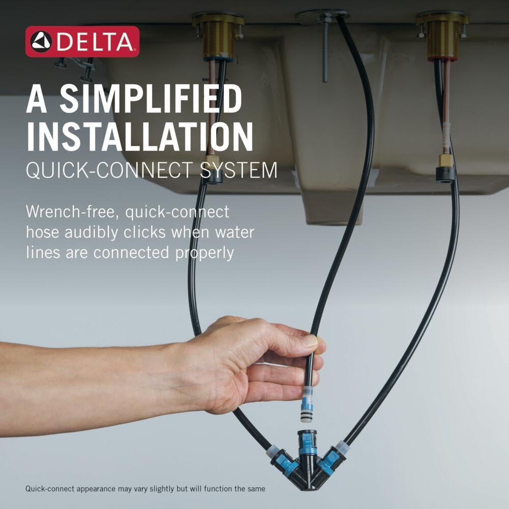 Delta Nicoli Matte Black Bathroom Faucet 3 Hole, 8 Inch Widespread Bathroom Sink Faucet for Vanity, Push-Pop Drain Assembly, Matte Black 35749LF-BL