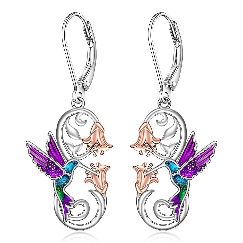 925 Sterling Silver Hummingbird Earrings Bird Flower Earring for Women Mothers Day Christmas Jewelry Gifts for Women