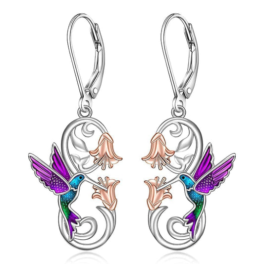 925 Sterling Silver Hummingbird Earrings Bird Flower Earring for Women Mothers Day Christmas Jewelry Gifts for Women