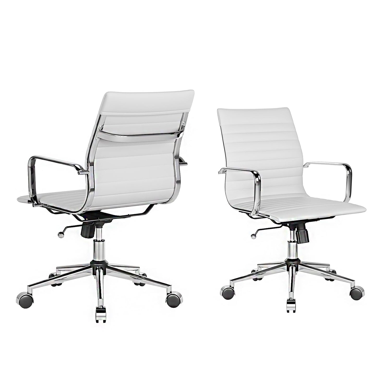 LUXMOD White Office Chair Ergonomic Swivel Desk Chair with Armrests Comfortable Heavy-Duty Chair for Office or Conference Table ，White 22.83in Seat（1pc）