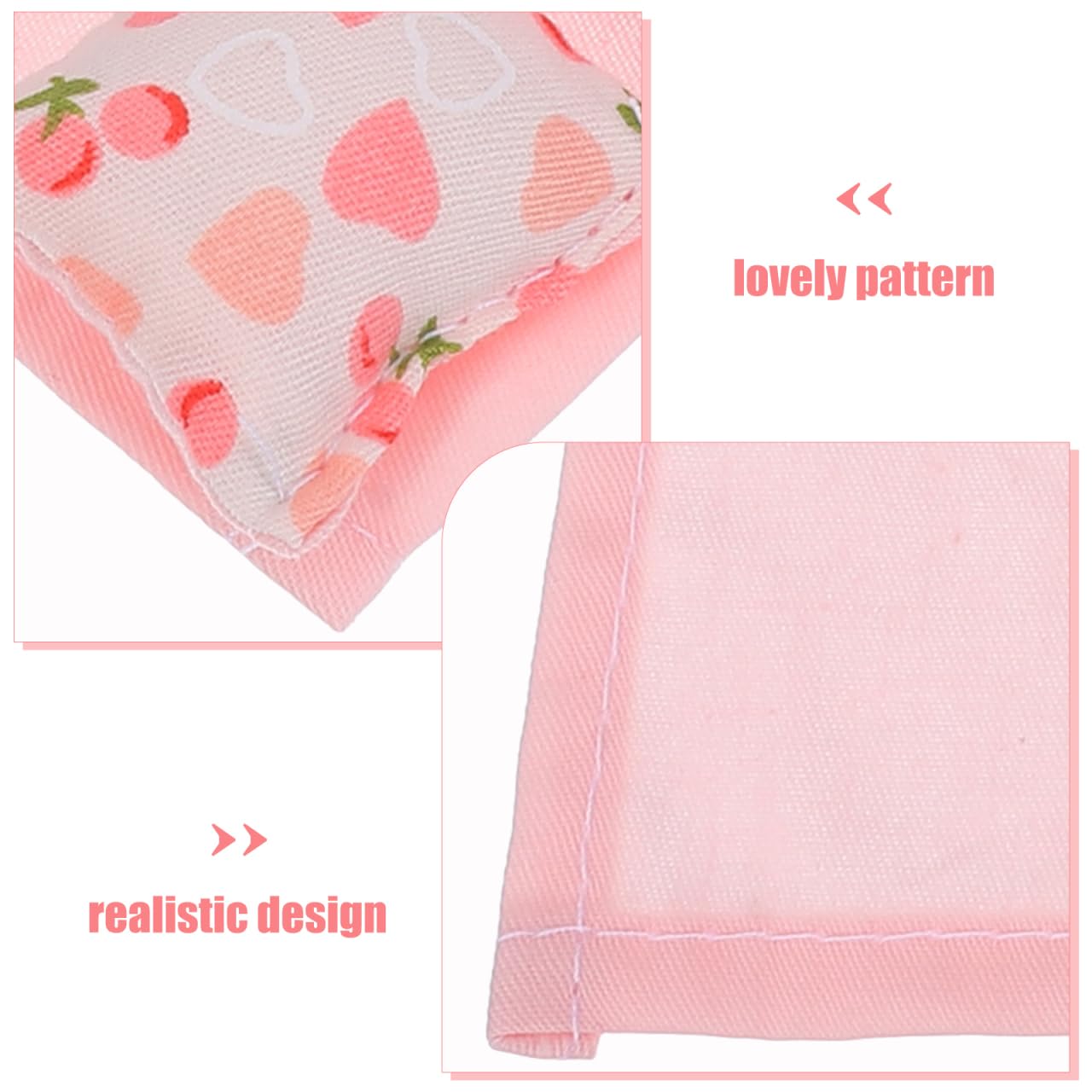 ibasenice Doll House Bedding Set - 1:12 Scale Miniature Bed Sheet, Quilt, and Pillows Kit - Soft Fabric Bedroom Accessories for 12-Inch Dollhouse Furniture Decor - Pink Heart Design