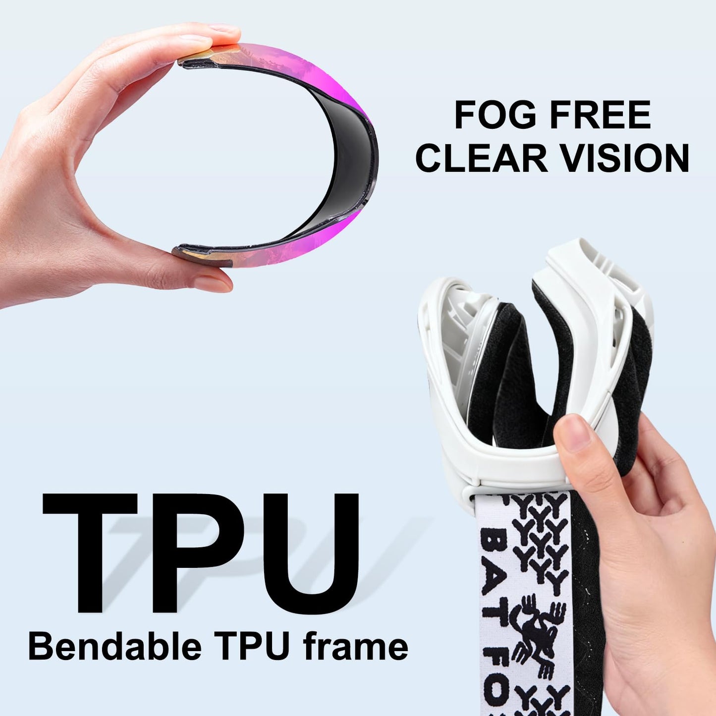 BATFOX Motorcycle Glasses Goggles Dirt Bike Motocross Safety ATV Tactical Riding (HD Purple-White Color, Adult)