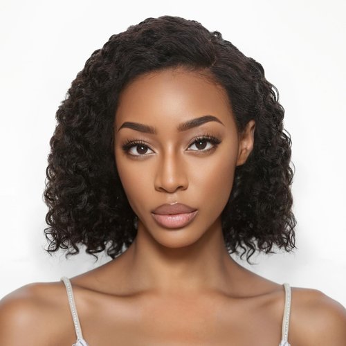 HANNE 12 Inch 13x4 Short Curly Human Hair Wigs 180% Density HD Lace Front Wig Glueless Wigs Human Hair Pre Plucked Pre Cut Curly Bob for Black Women