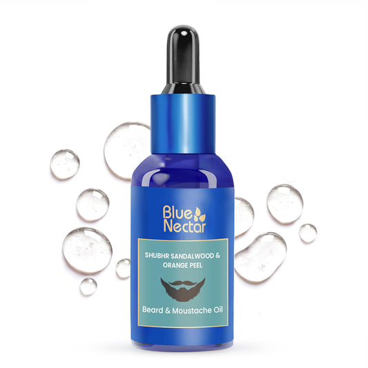 Blue Nectar Beard Oil for Men, Natural Moustache and Beard Growth Oil and Beard Softener for softer, helps in dandruff contains Sandalwood & Orange Peel Aroma