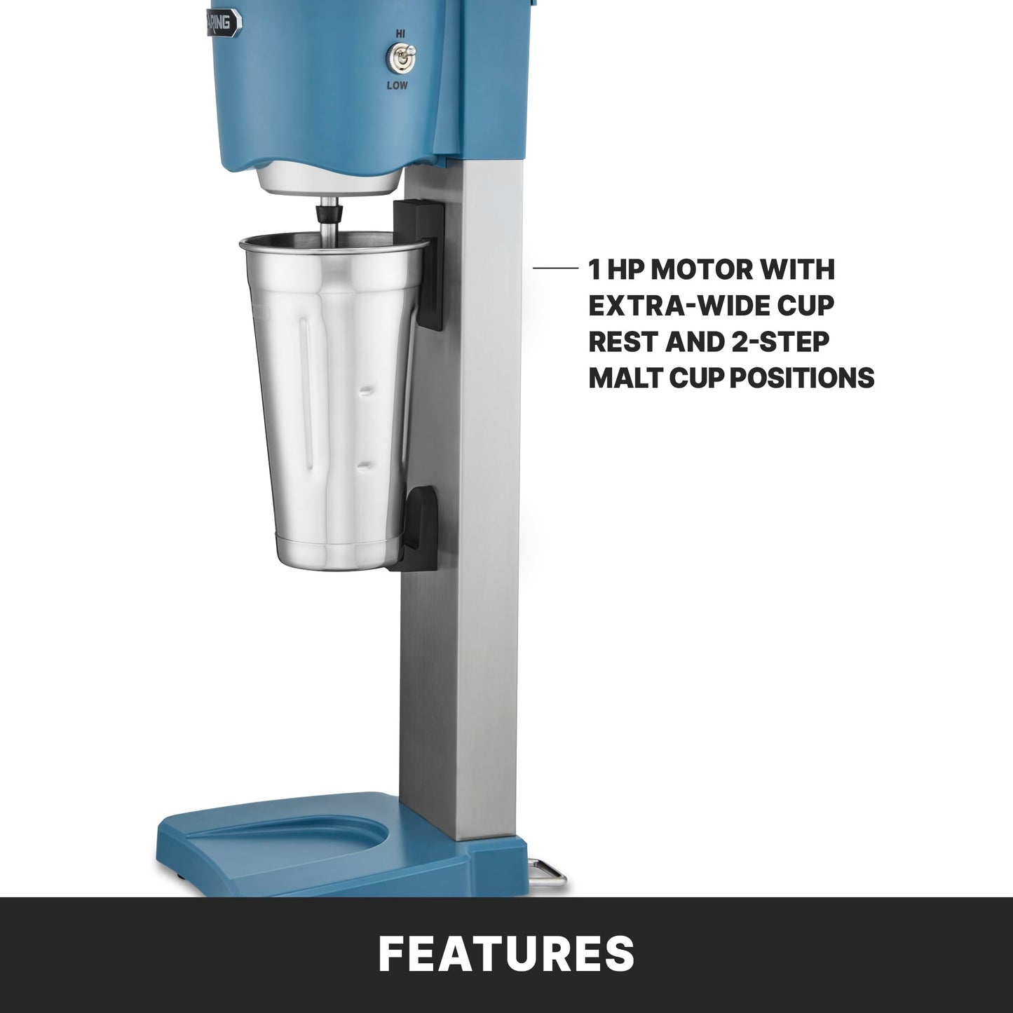 Waring Commercial Light-Duty Single Spindle Drink Mixer, 1 Cup Included