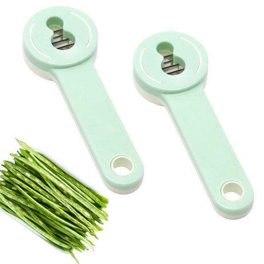 2Pcs Multifunction Bean Slicer, Stainless Steel Snow Bean Green Bean French Bean Cutter Long Bean Shredder Stringer Kitchen Tool