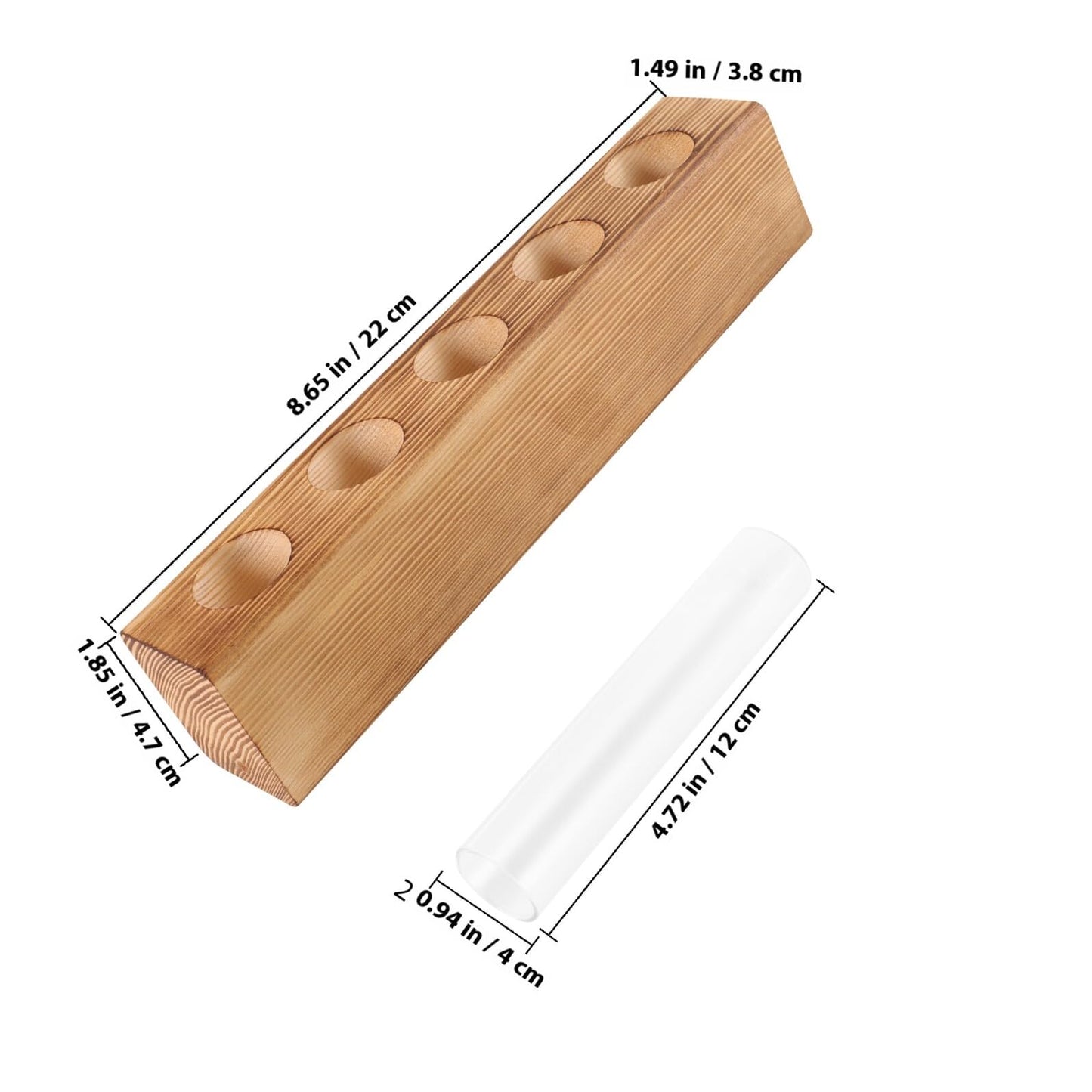 Luxshiny Hydroponic Indoor Plant Terrarium Vase with 5-Hole Glass Container and Wooden Stand, Desktop Home Vase Decor for Tabletop Gardening and Indoor Plant Propagation