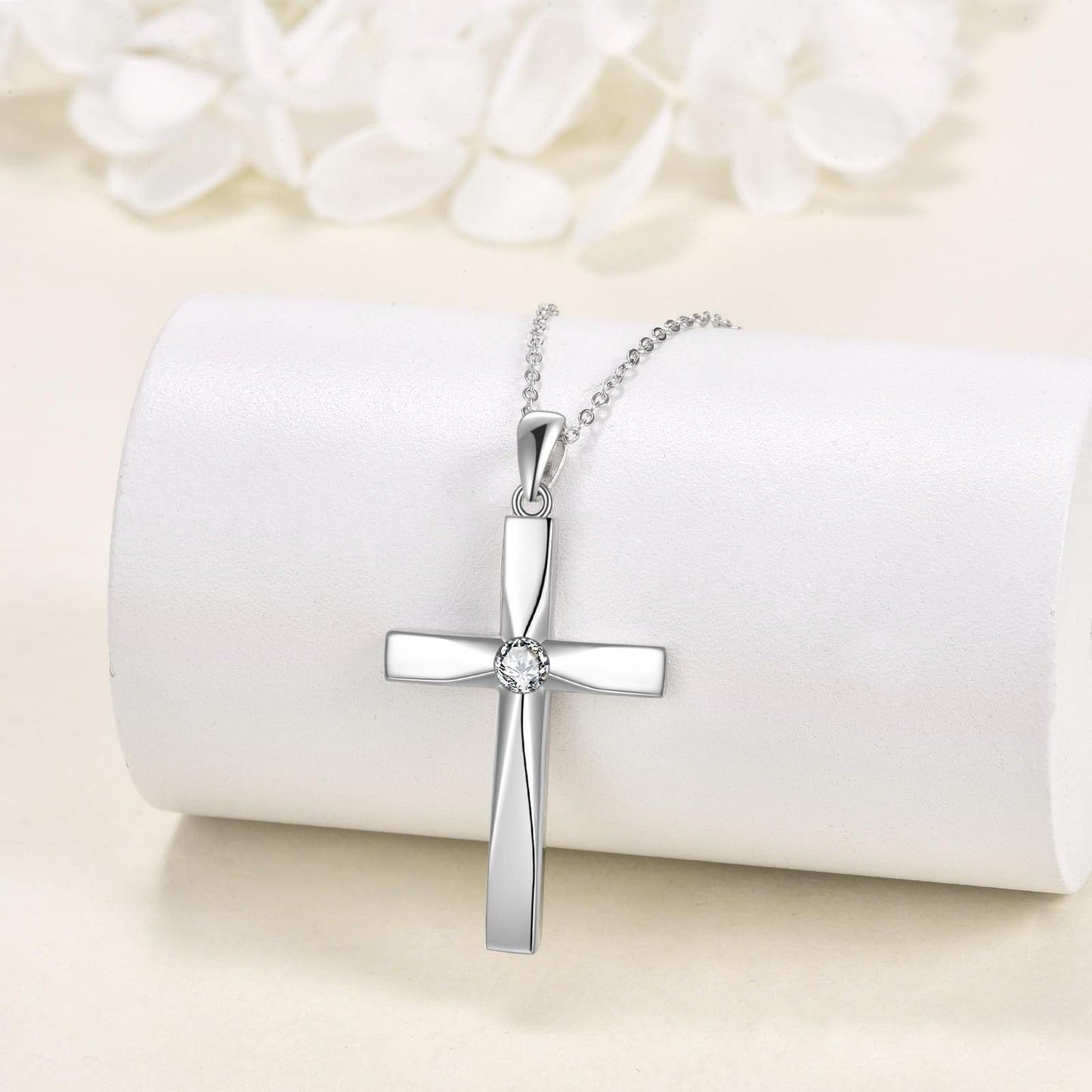 Moissanite Cross Necklace Sterling Silver Origami Cross Pendant Jewelry Gifts for Women Men(Moissanite Origami Cross)