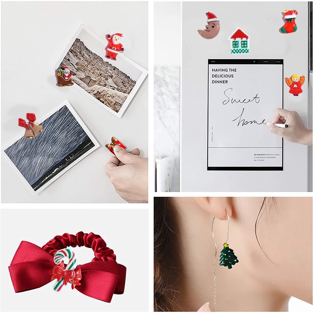 200pcs Christmas Resin Charms for Crafts, Christmas Slime Flatback Charms，Ornament Scrapbooking DIY Crafts, Miniature Ornaments for Christmas Embellishments, Craft Supplies Mini Christmas Decorations