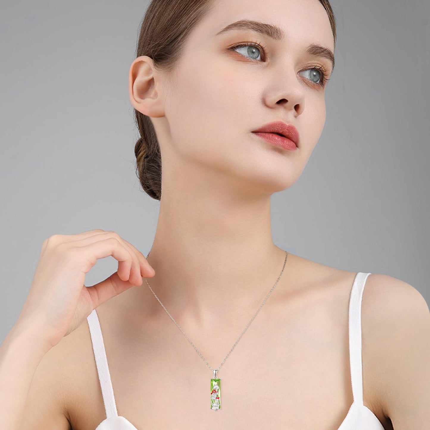 AENEAS Mushroom Necklace for Women 925 Sterling Silver Green Crystal Red Mushroom Pendent Necklace Cute Jewelry Gift for Her Wife Christmas Gift