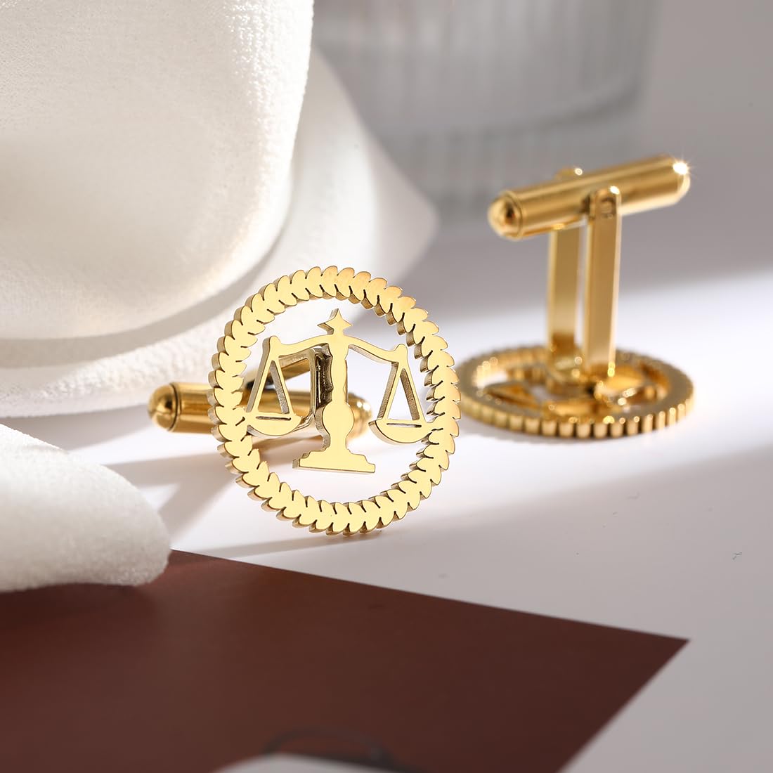 Metal Balance Badges Suit Brooch Libra Scales Brooches For Men (rose gold cuff-link)