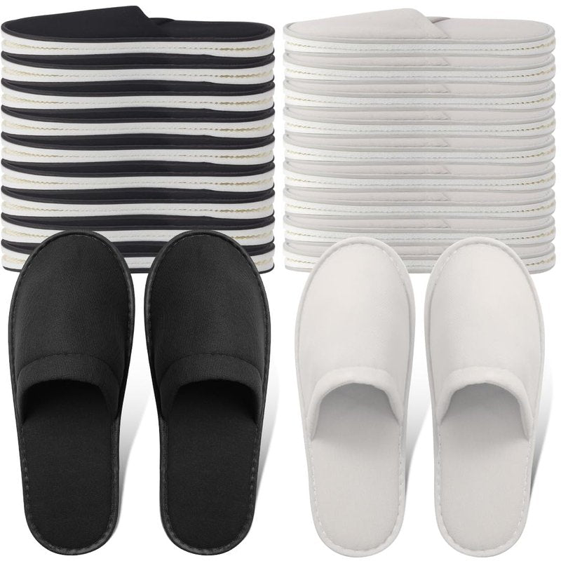 Yeios 20 Pairs Disposable Slippers for Guests Hotel Slippers Non-slip Washable Bulk for Spa House Travel for Adult for Men and Women Light Gray and Black