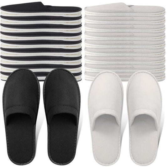 Yeios 20 Pairs Disposable Slippers for Guests Hotel Slippers Non-slip Washable Bulk for Spa House Travel for Adult for Men and Women Light Gray and Black