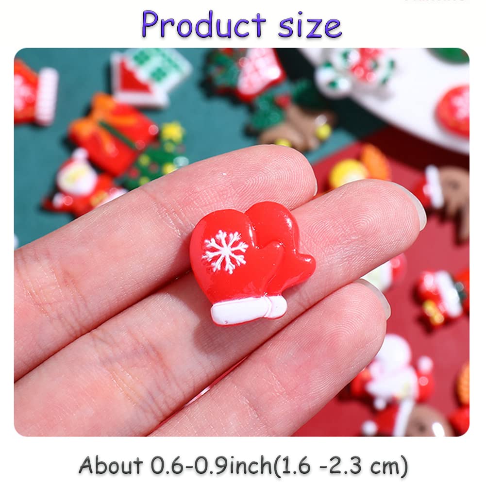 200pcs Christmas Resin Charms for Crafts, Christmas Slime Flatback Charms，Ornament Scrapbooking DIY Crafts, Miniature Ornaments for Christmas Embellishments, Craft Supplies Mini Christmas Decorations