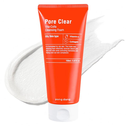 PONGDANG Pore Clear Vita-Colla Cleansing Foam (5.07fl.oz)| Oil Control, Daily Deep Cleansing | Korean Skin Care