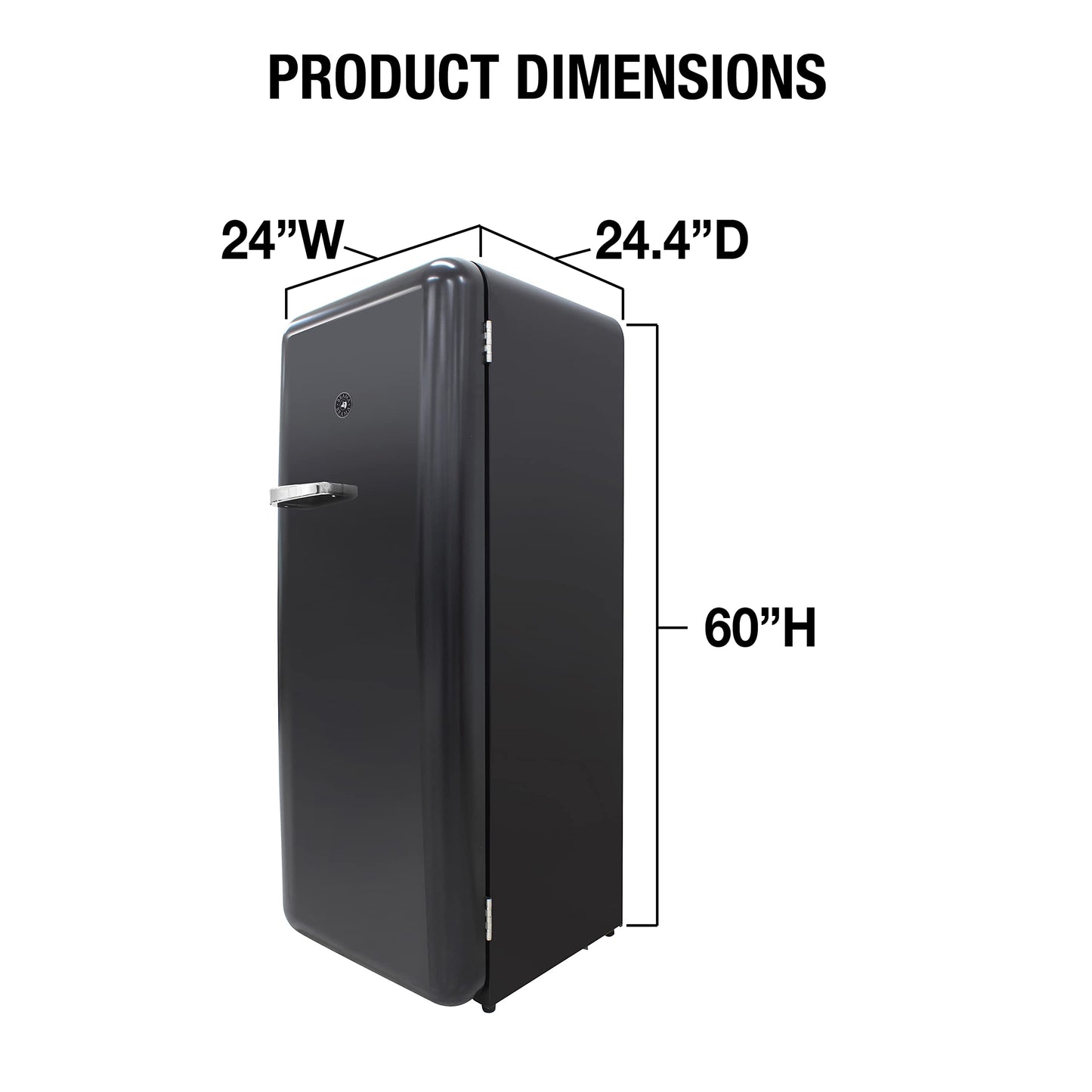 BRAMA Retro Fridge with Top Freezer 9.9 Cu.Ft. Full Refrigerator for Apartment, Condo, House, Kitchen, 24-Inch, Black